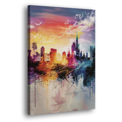 Orlando Skyline at Sunset - Canvas Print Art Sides