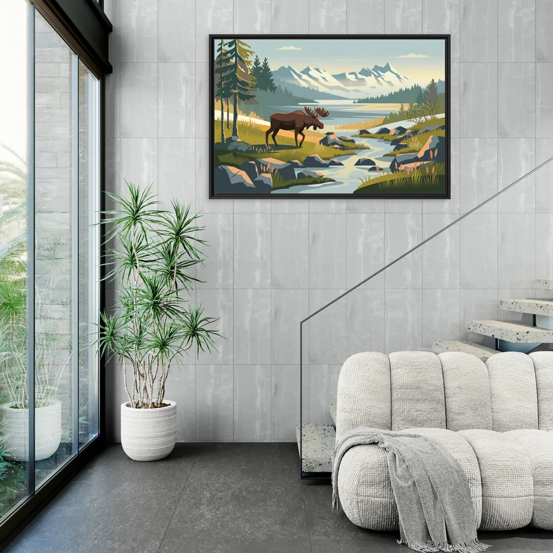 Anchorage Alaskan Wilderness - Living Room Black Frame Canvas