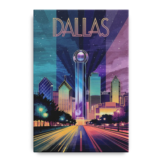 Dallas Night Lights - Canvas Wall Art