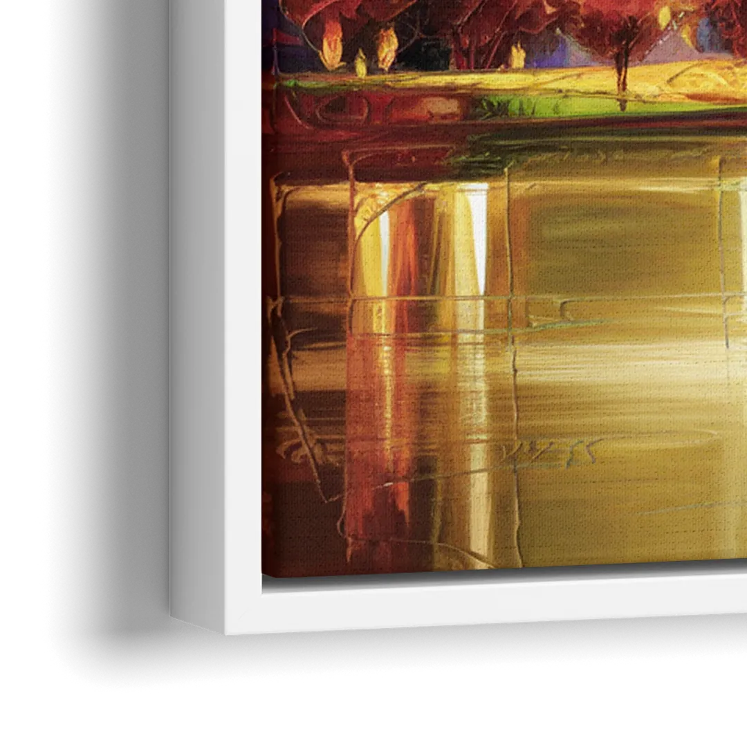 Chicago Skyline in Autumn - Close-Up White Frame Canvas