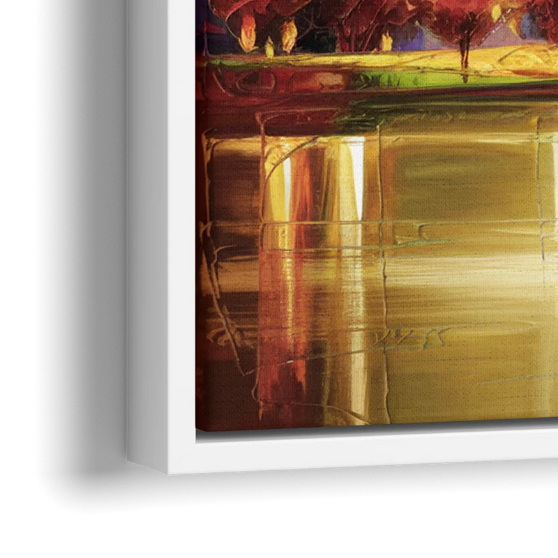 Chicago Skyline in Autumn - Close-Up White Frame Canvas