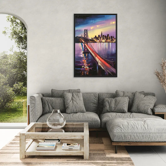 San Francisco City and Bay - Living Room Black Frame Canvas