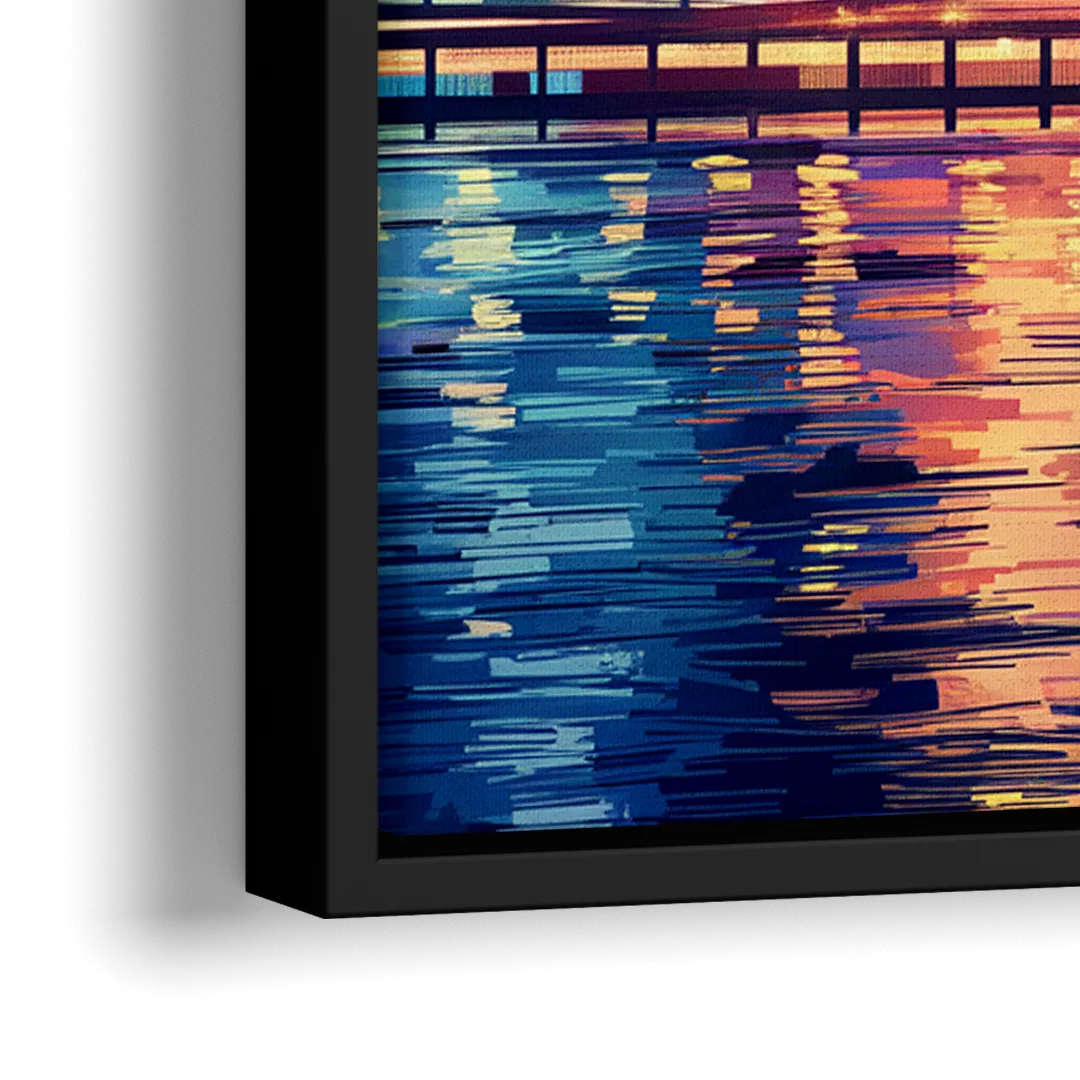 New York City Night Lights - Close-Up Black Frame Canvas