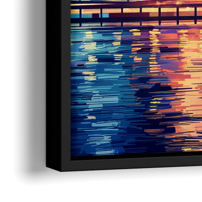 New York City Night Lights - Close-Up Black Frame Canvas