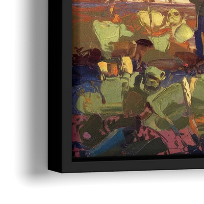 Phoenix Desert Horizon Scene - Close-Up Black Frame Canvas