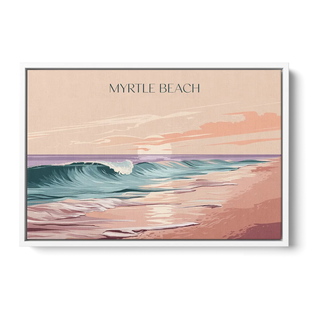 Myrtle Beach Ocean Sunrise - White Frame Canvas