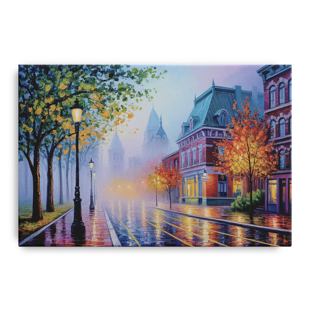 Quebec City Foggy Morning - Canvas Wall Art
