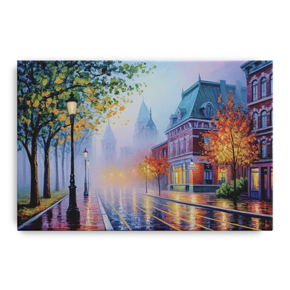 Quebec City Foggy Morning - Canvas Wall Art