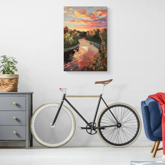 Fort Wayne Sunset Over River - Canvas Wall Art Living Room