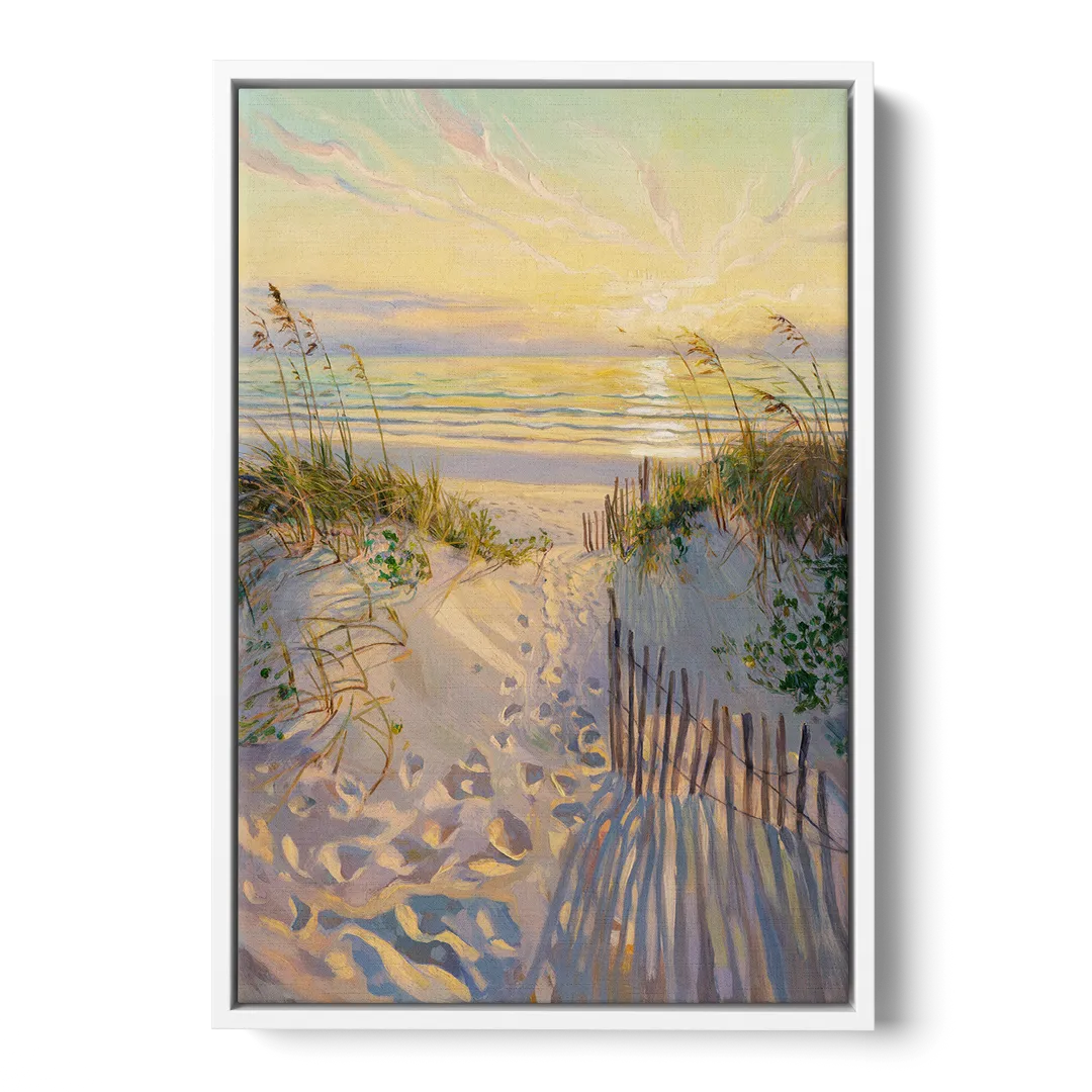 Long Beach Island Sunrise Glow - White Frame Canvas