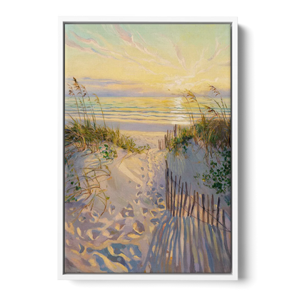 Long Beach Island Sunrise Glow - White Frame Canvas
