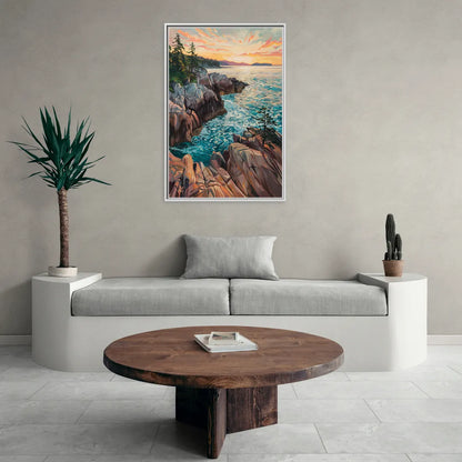 Bar Harbor Acadia National Park - Living Room White Frame Canvas