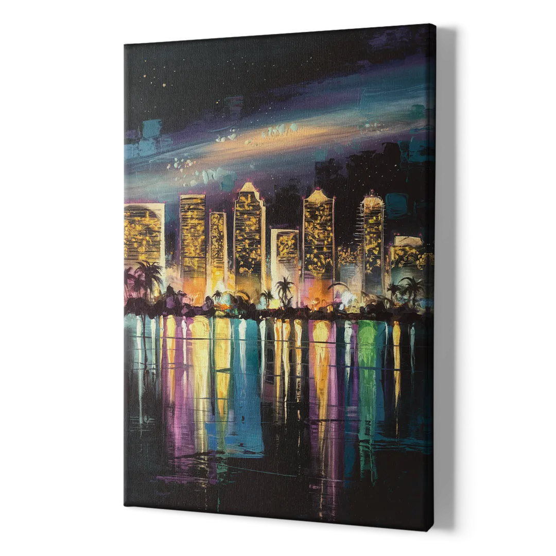 San Diego City Lights - Canvas Print Art Sides
