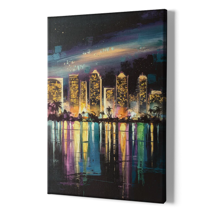 San Diego City Lights - Canvas Print Art Sides