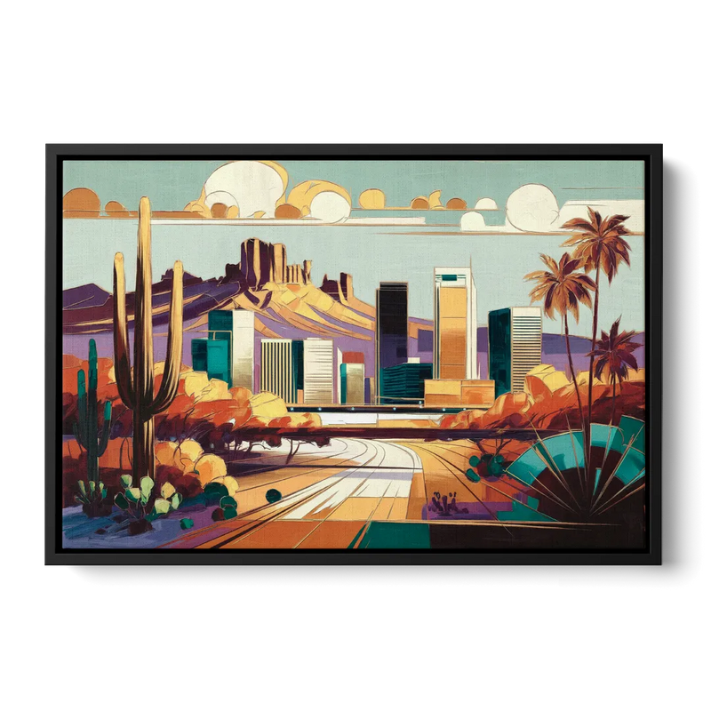 Phoenix Arizona Urban Art - Black Frame Canvas