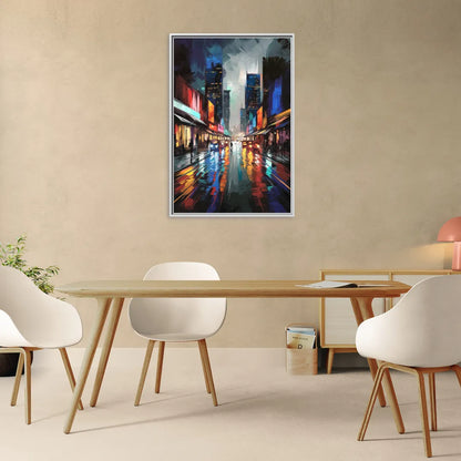 Plano Nightlife Glow Neon - Living Room White Frame Canvas