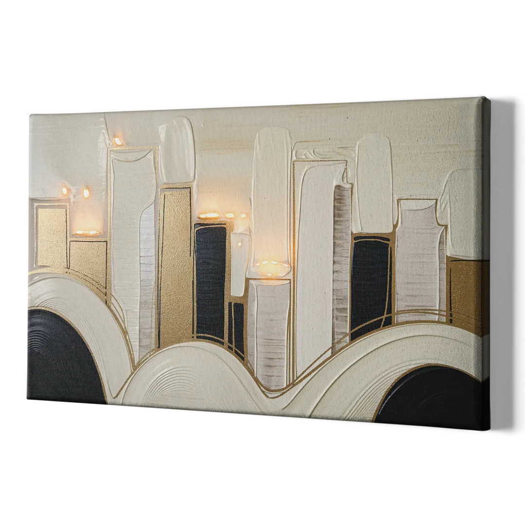 New York City Golden Glow Skyline - Canvas Print Art Sides