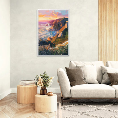 Big Sur Mountain Views - Living Room White Frame Canvas