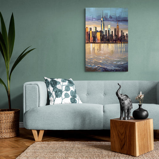 New York City Hudson River View - Canvas Wall Art Living Room