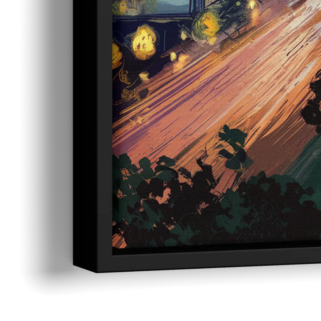 Phoenix Arizona Nightscape - Close-Up Black Frame Canvas