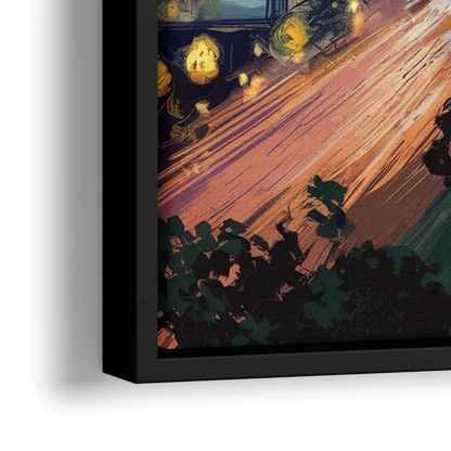 Phoenix Arizona Nightscape - Close-Up Black Frame Canvas