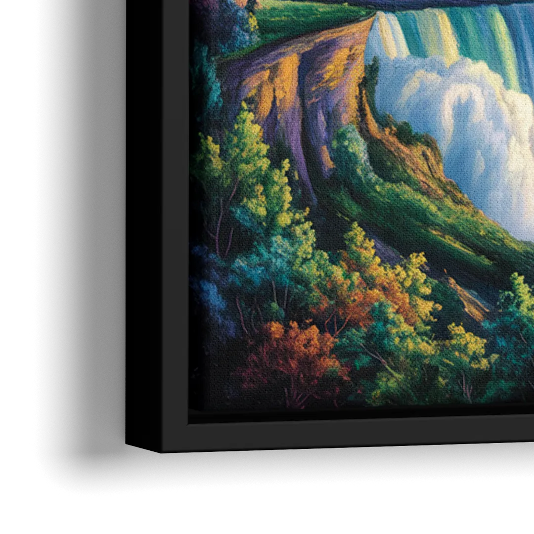 Niagara Night Skyline - Close-Up Black Frame Canvas