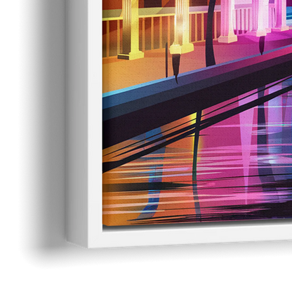 Miami Cityscape by Night - Close-Up White Frame Canvas