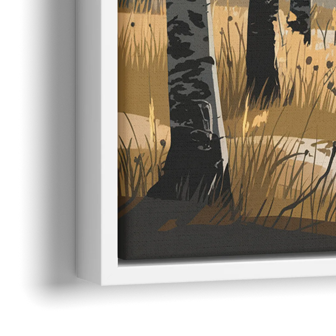 Aspen Tranquil Woodland - Close-Up White Frame Canvas