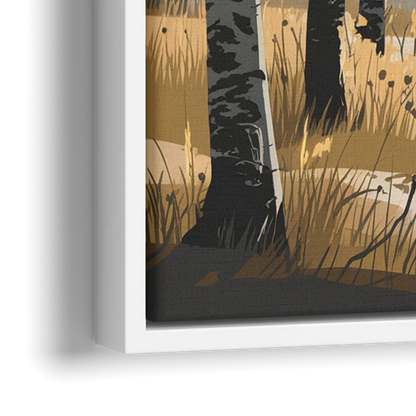 Aspen Tranquil Woodland - Close-Up White Frame Canvas
