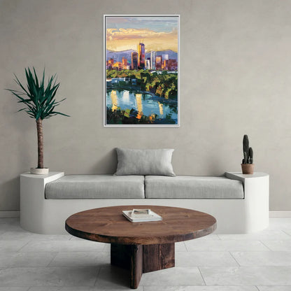 Ashland Skyline at Sunset - Living Room White Frame Canvas