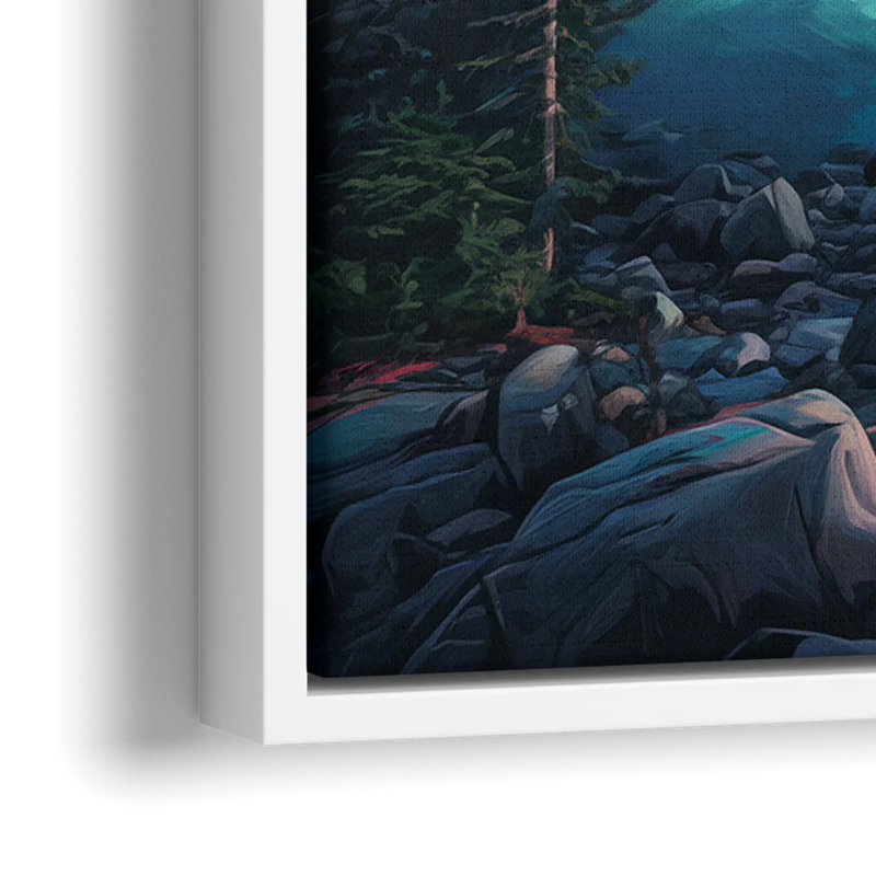 Aurora Northern Lights - Close-Up White Frame Canvas