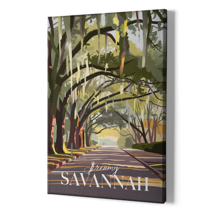 Savannah Spanish Moss Streets - Canvas Print Art Sides