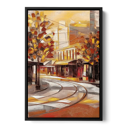Little Rock River Market View - Black Frame Canvas