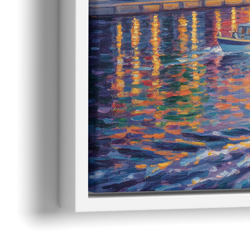 Quebec City Riverfront - Close-Up White Frame Canvas