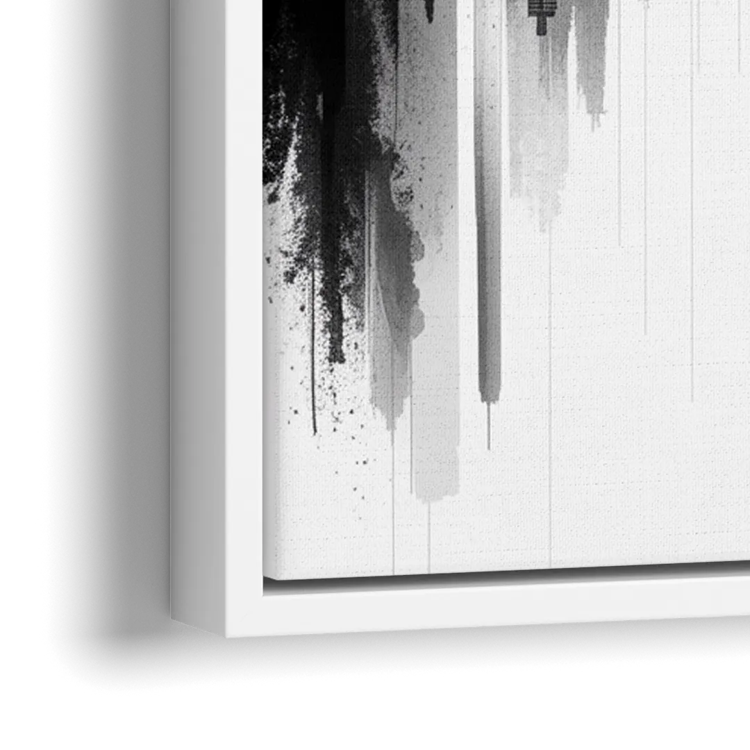 Toronto Skyline Black and White - Close-Up White Frame Canvas