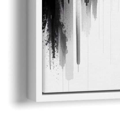 Toronto Skyline Black and White - Close-Up White Frame Canvas