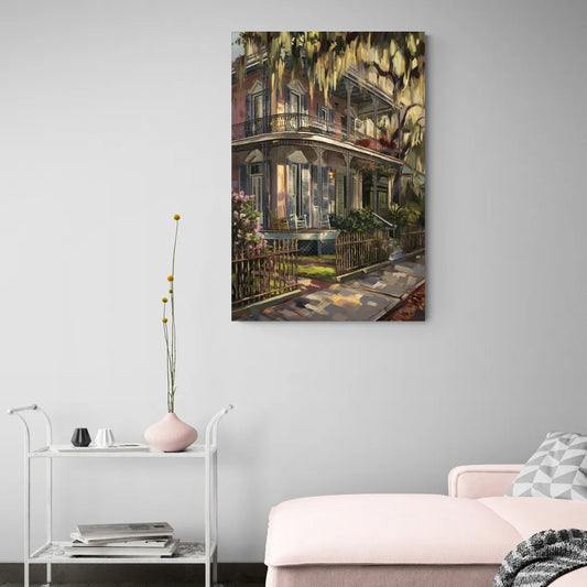 New Orleans Garden District Homes - Canvas Wall Art Living Room