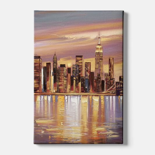 New York City Skyline at Dusk - Canvas Wall Art