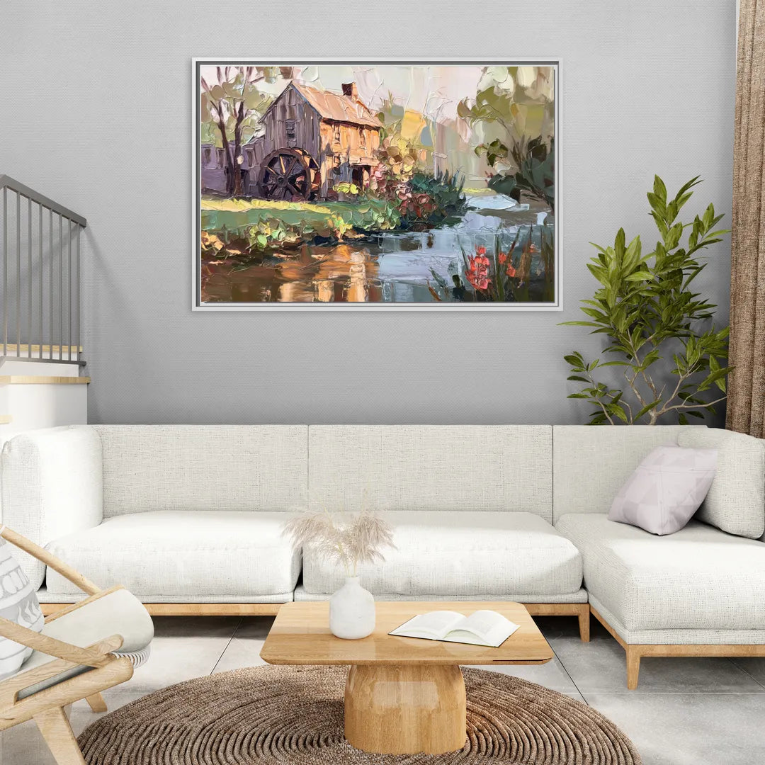 Rochester Flour Mill History - Living Room White Frame Canvas