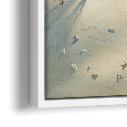 Virginia Beach Seagulls in Flight - Close-Up White Frame Canvas