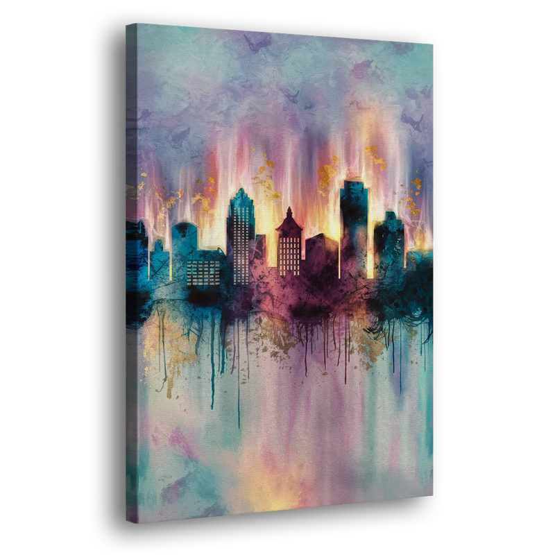 Richmond Skyline Glow - Canvas Print Art Sides