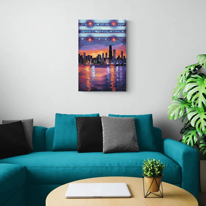 Chicago Flag Inspired Design - Canvas Wall Art Living Room