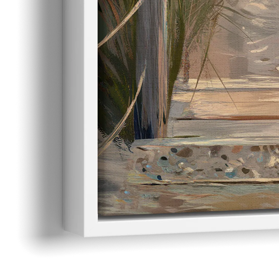 Seaside Coastal Path - Close-Up White Frame Canvas