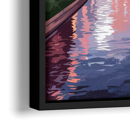 Columbus Downtown Panorama - Close-Up Black Frame Canvas