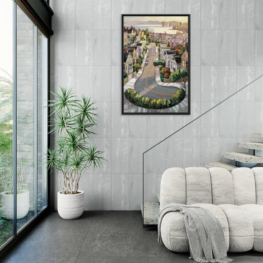San Francisco Lombard Street Icon - Living Room Black Frame Canvas