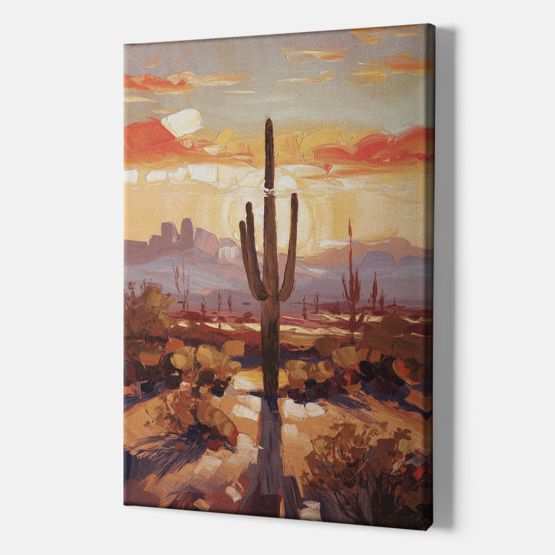 Phoenix Cactus Silhouette - Canvas Wall Art Indoor