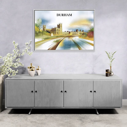 Durham Cultural Landmarks - Living Room White Frame Canvas