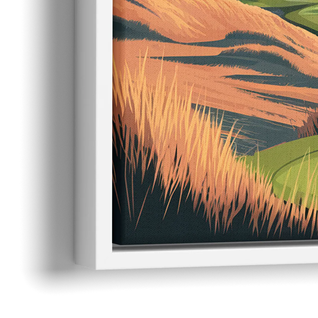 Bandon Golf Course Panorama - Close-Up White Frame Canvas