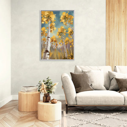 Aspen Tree Canopy - Living Room White Frame Canvas