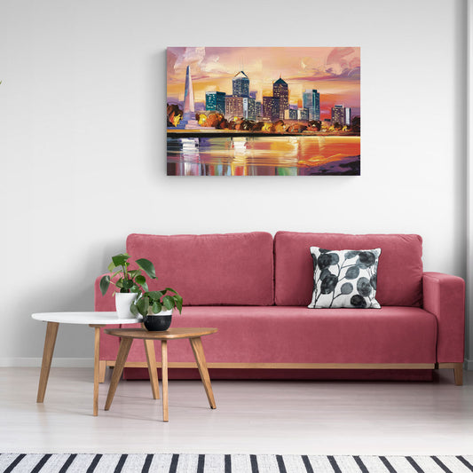 Indianapolis Skyline At Sunset - Canvas Wall Art Living Room